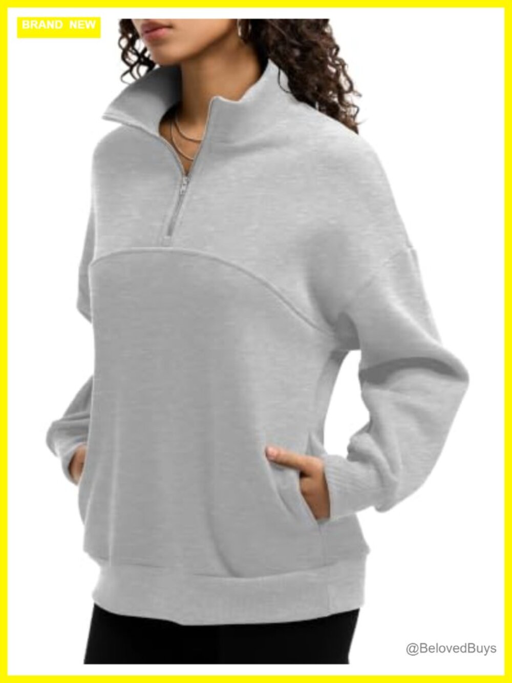 Women's Quarter Zip Fleece Sweatshirt Oversized Pullover